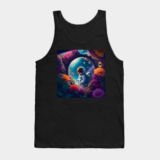 Astronaut on a flower planet Tank Top